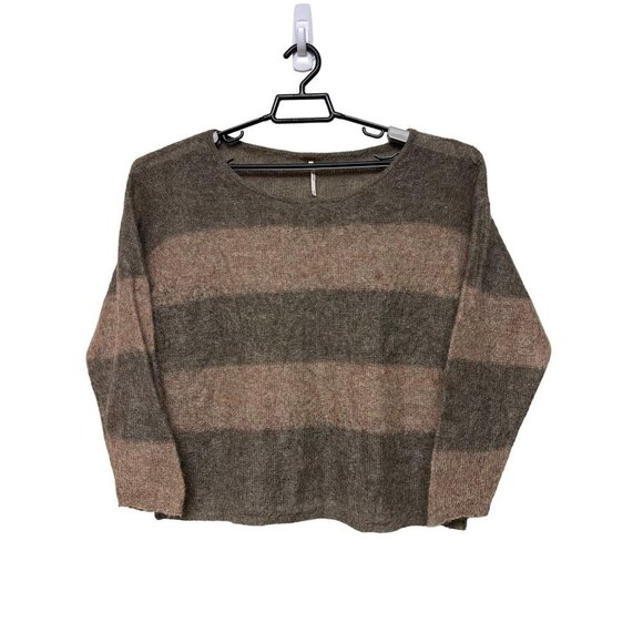Free People Brown Stripe Lightweight Mohair Blend Long Sleeve Women's Size XS - Picture 1 of 6